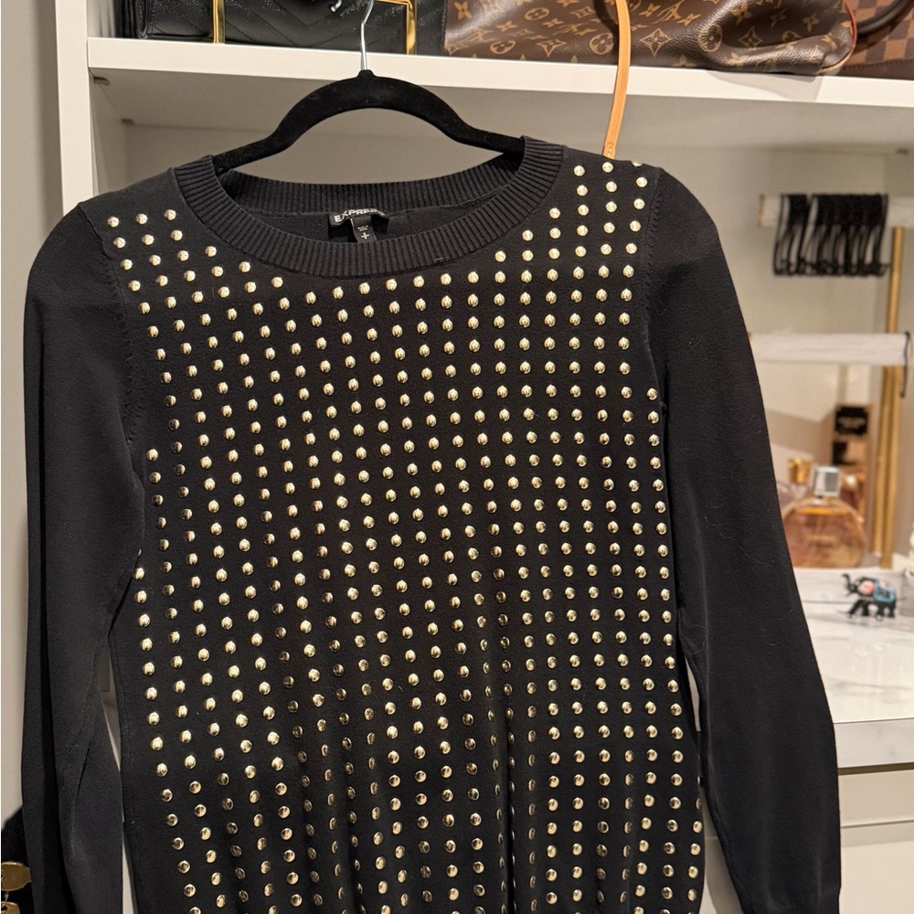 Express Black Sweater with Gold Accents